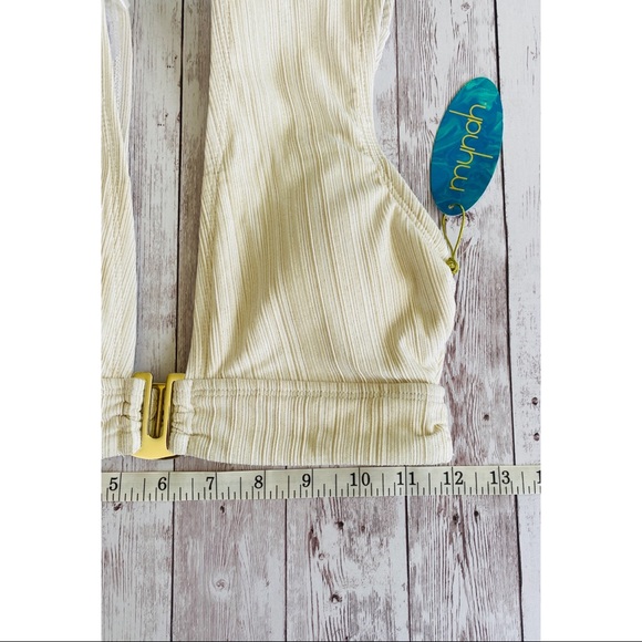 🔆 Mynah Ribbed Womens Metallic Textured Cap Sleeve Bikini Top - Picture 6 of 9